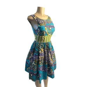 Women 2 Anthropologie Mille Collines Moonrise Dress African Print Cotton